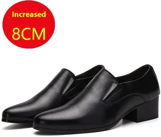 Mandotos men's pointed leather elevator shoes made of genuine leather, stylish and comfortable footwear for men.