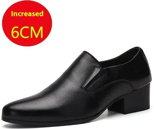 Mandotos pointed leather men's elevator shoes made of genuine leather, stylish and comfortable for formal or casual wear.