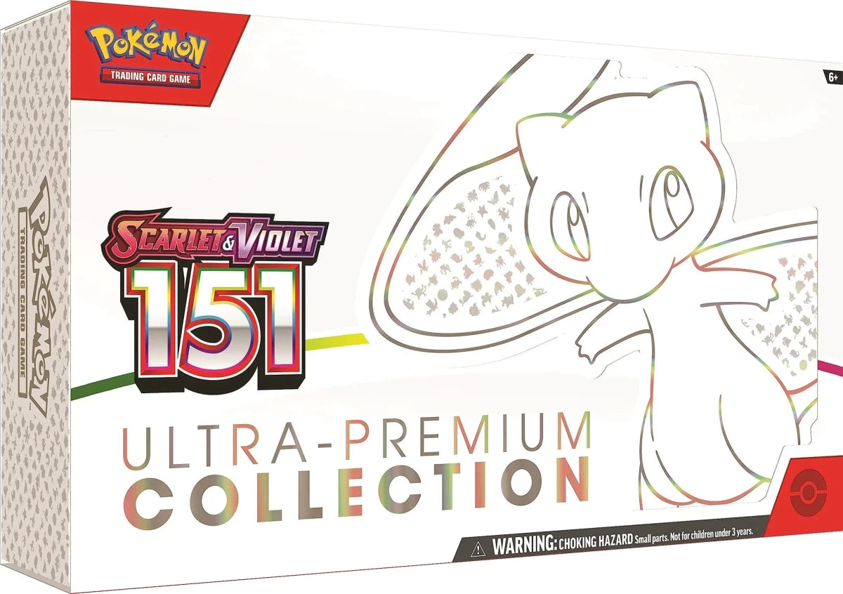 Mandotos Pokémon TCG Scarlet & Violet Elite 151 Trainer Set with booster packs and collectible cards on a display box.