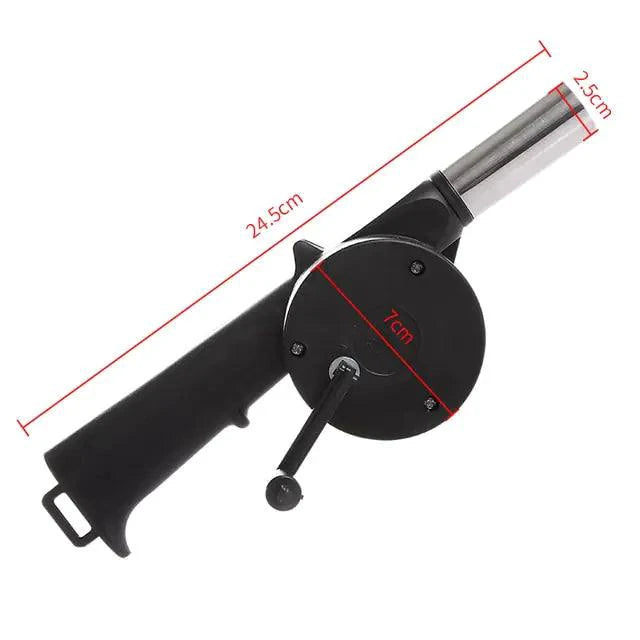 Mandotos portable BBQ blower with ergonomic handle and adjustable airflow for easy outdoor grilling.