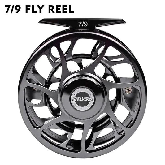 Mandotos Precision Fly Caster Reel showing a sleek metal reel with handle and spool for freshwater fly fishing.