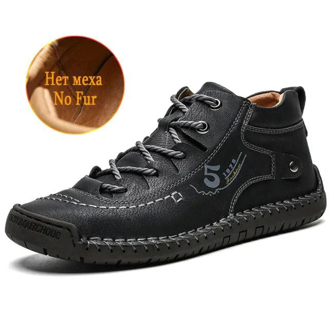 Mandotos premium microfiber leather boots featuring sleek design and sturdy soles, perfect for stylish, durable footwear.
