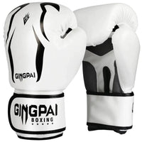 Mandotos Pro Punch adult boxing gloves in black with red accents, featuring padded wrists and adjustable straps.
