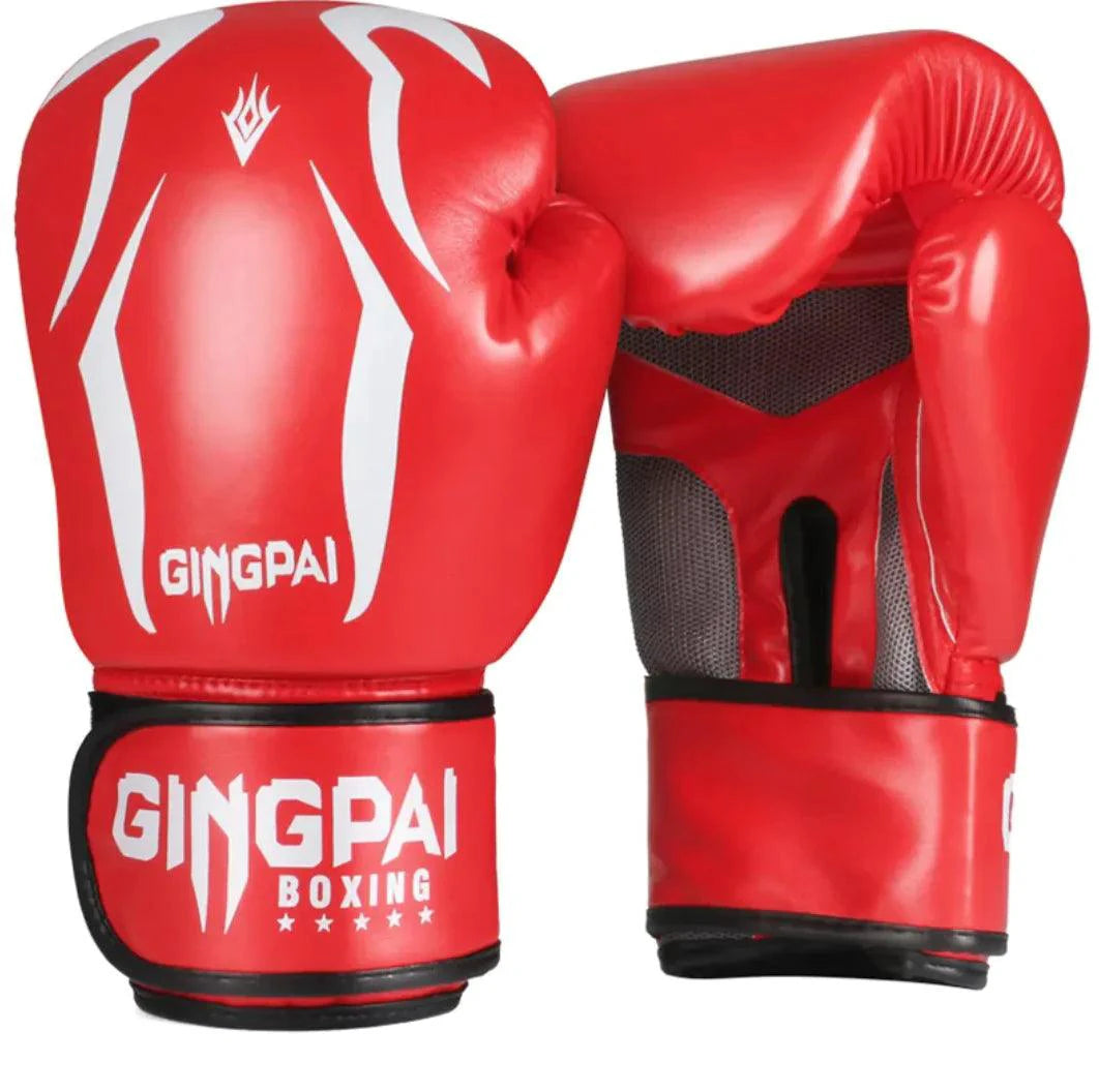 Mandotos Pro Punch adult boxing gloves in black with red accents, designed for training and sparring.