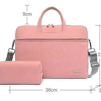 Mandotos PU leather women’s laptop bag with shoulder strap, fits MacBook Air 13.3 to 15.6 inches, includes mouse bag, stylish briefcase