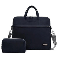 Mandotos PU leather women’s laptop bag for MacBook Air, 13.3 to 15.6 inch, with shoulder strap and mouse pocket.