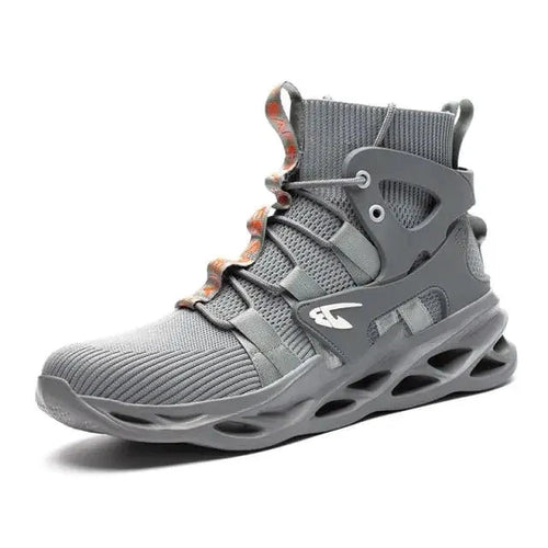 Mandotos puncture-proof work shoes with durable safety toe and slip-resistant sole, designed for industrial safety and comfort.