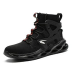 Mandotos puncture-proof work shoes with steel toe caps and slip-resistant soles, designed for safety and durability.