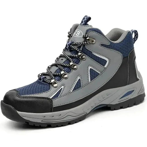 Mandotos puncture-proof work shoes with protective toe caps and slip-resistant soles, designed for safety and durability.