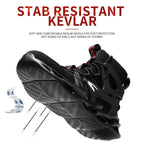 Mandotos puncture-proof work shoes with steel toe caps and slip-resistant soles, designed for safety and durability in industrial environments.