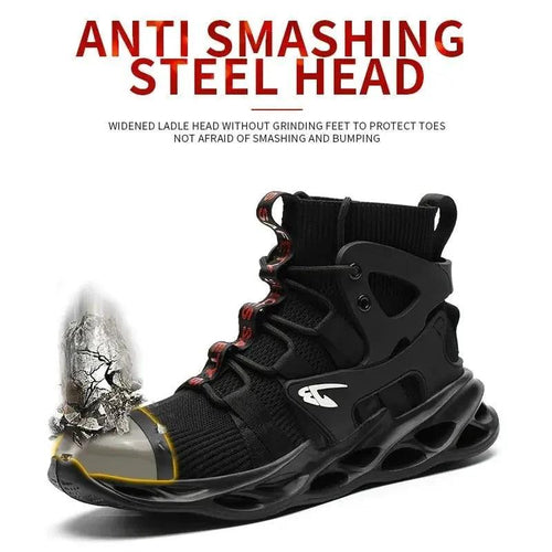 Mandotos puncture-proof work shoes featuring durable safety soles and protective toe caps for industrial safety.