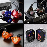 Mandotos QKZ AK6 HiFi wired earphones with copper driver and built-in microphone, shown with in-ear design and inline remote.