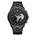 Mandotos men's quartz waterproof sports watch with a sleek black dial and durable wristband for active wear