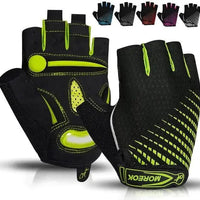 Mandotos RideGuard half-finger cycling gloves with padded palms and breathable fabric for comfortable biking.