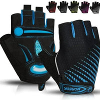 Mandotos RideGuard half finger cycling gloves with padded palm and breathable fabric for comfortable biking.