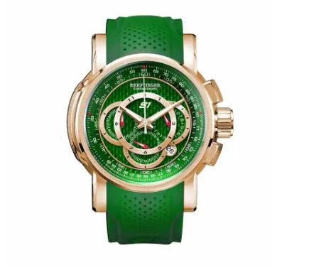 Mandotos RT men's rose gold luxury sport watch with a sleek round dial and metal bracelet on a white background.