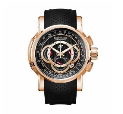 Rose gold luxury sport watch for men by MANDOTOS, featuring a sleek design and detailed dial on a metal strap.