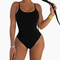 Mandotos sculpting beachwear bodysuit featuring a fitted design, seamless fabric, and adjustable straps for a sleek, supportive fit.