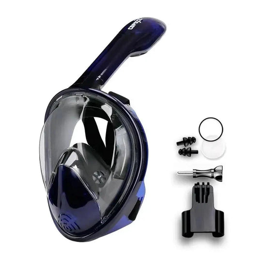 Mandotos seamless snorkel dive mask with clear tempered glass lenses and adjustable strap for comfortable underwater fit.