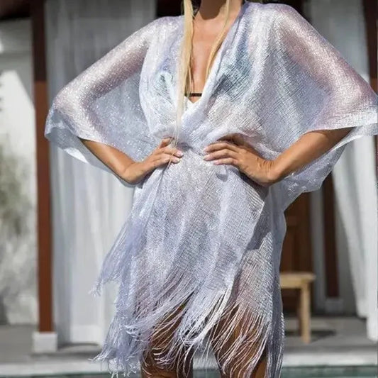 Mandotos Seaside Elegance women's cover-up in lightweight fabric with a relaxed fit, perfect for beachwear or casual summer outings.