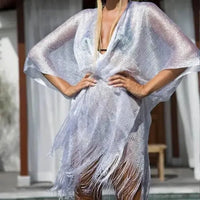 Mandotos Seaside Elegance women's cover-up in lightweight fabric with floral print, perfect for beach or poolside wear.