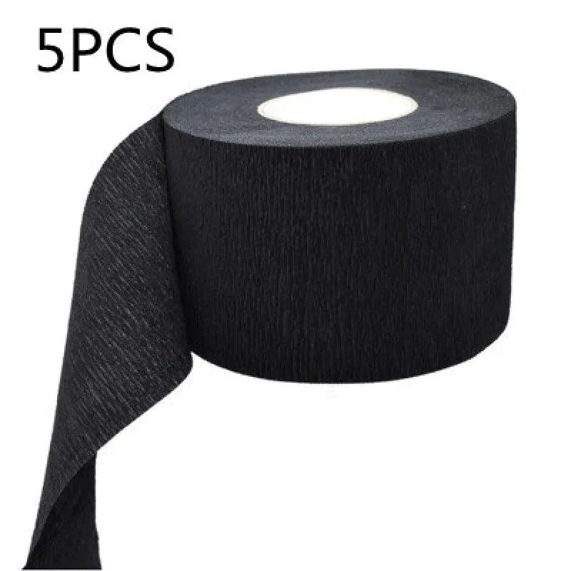 Disposable barber neck shield by MANDOTOS, clear plastic protective barrier for client neck during haircuts.