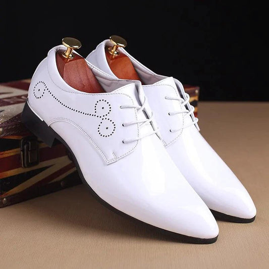 Mandotos sleek leather Oxford shoes with classic lace-up design, polished finish, and stylish appearance for formal occasions.