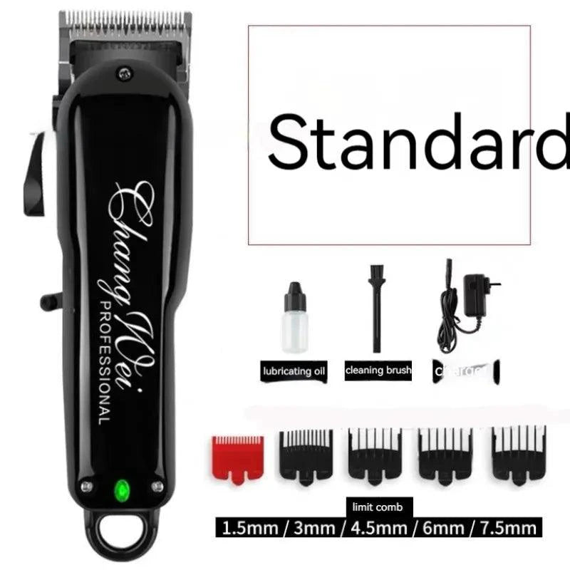 Mandotos Sleek Precision Trimmer Clipper showing its slim design and sharp blades for precise grooming.