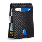Mandotos slim RFID leather wallet with multiple card slots and sleek design, featuring secure RFID blocking technology.