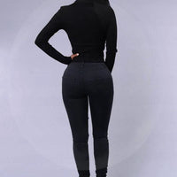 Mandotos SlimFit women's slimming stretch leggings with trendy rips, featuring a slim fit design and fashionable distressed details.