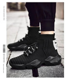 Mandotos men's large size trendy casual sports shoes with sock-inspired design and athletic style.