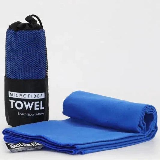 MANDOTOS Speedy Absorb Microfiber Towel laid flat, showcasing its lightweight, quick-drying fabric and compact design for travel or sports.