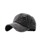 Mandotos star denim baseball cap with adjustable strap and embroidered star design on front, casual headwear for men and women.