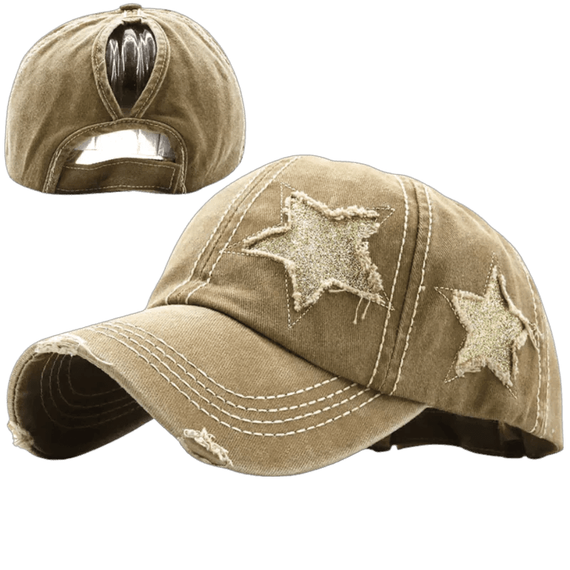 Mandotos Star Denim Baseball Cap featuring a classic design with a star logo, adjustable strap, and durable denim fabric.