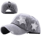 Mandotos star denim baseball cap with adjustable strap and curved brim, casual headwear for everyday style.