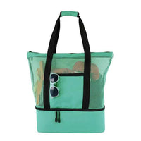 Mandotos Summer Beach Cooler Tote bag with insulated interior, durable handles, and vibrant design for carrying drinks and snacks.