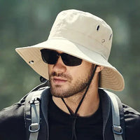 Mandotos sun-safe stylish bucket hat with wide brim and colorful design, perfect for outdoor sun protection and fashion.