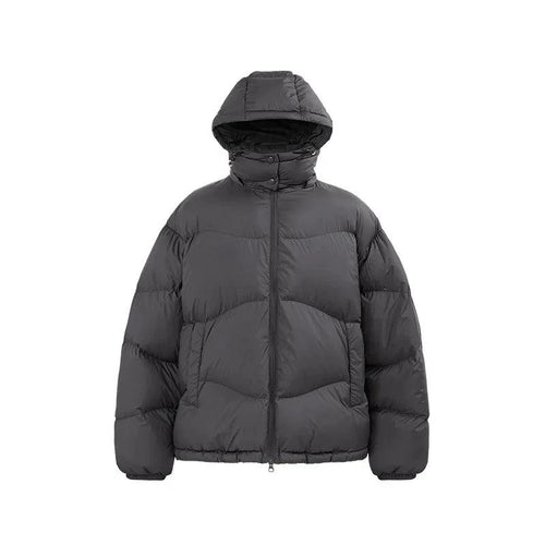Mandotos thin and portable puff down jacket with hood in solid color, lightweight and insulated for cold weather wear.