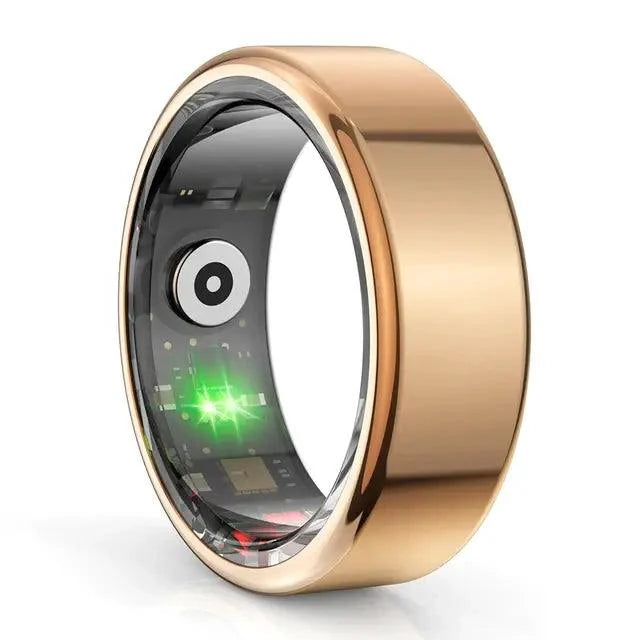 Mandotos Total Health Sync Tracker showing digital display with health metrics on a sleek black band.