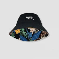 Mandotos Tropical Vibes men's Hawaiian bucket hat with vibrant tropical print, suitable for outdoor adventures in any season.