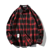 Unisex checkered long sleeve shirt by MANDOTOS featuring a classic pattern and button-front design.