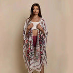 Mandotos Urban Blossom Kimono featuring floral pattern, lightweight fabric, and open front design perfect for casual or stylish wear.