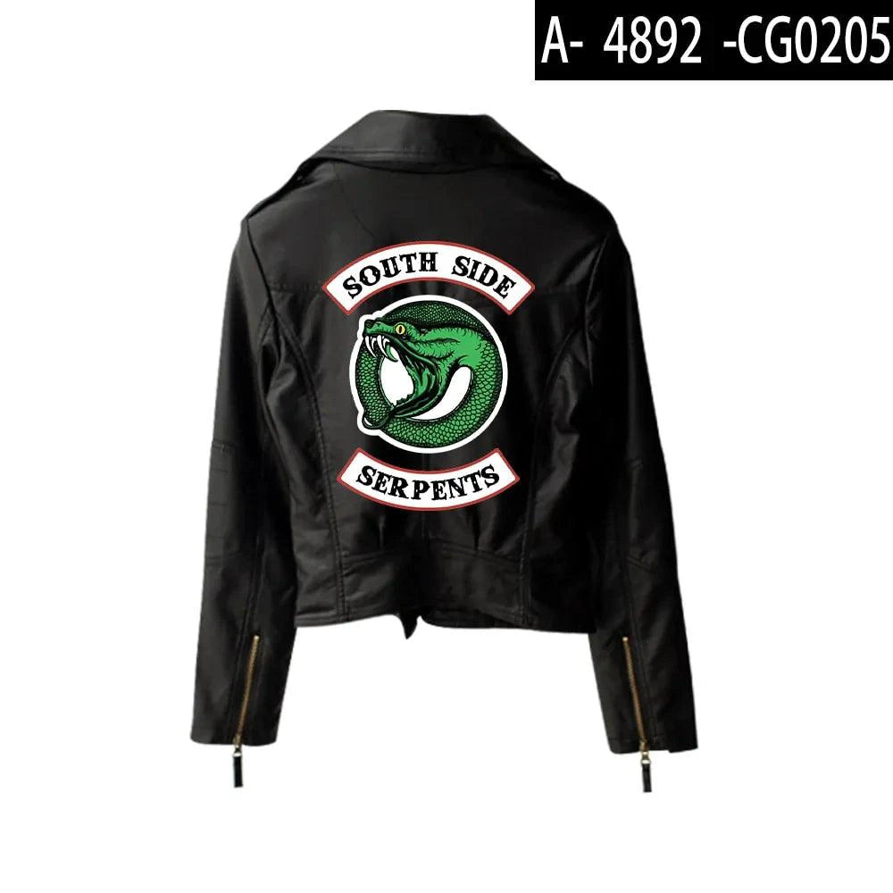 Mandotos Urban Chic Riverdale Jacket displayed on a hanger, featuring a stylish design with a zip front and trendy urban fashion details.