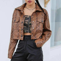 Black Viper Leather Chic Jacket by MANDOTOS, featuring a stylish tailored fit and sleek design with zipper details.