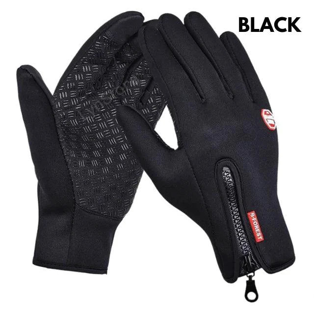 Mandotos WarmRide Touch Gloves in black, featuring touchscreen-compatible fingertips and soft, insulated fabric for cold weather.