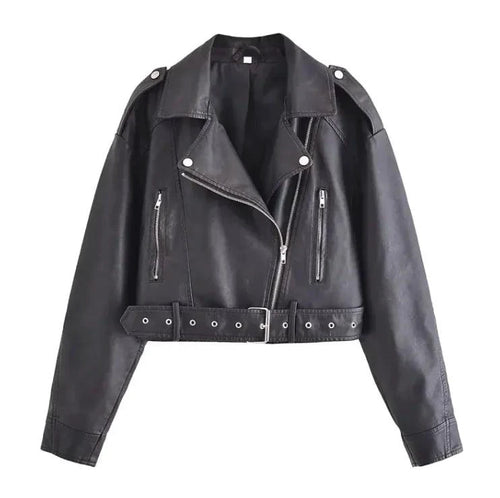 Mandotos washed faux leather jacket with a classic cut, featuring a smooth texture and stylish design for a modern look.
