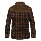 Mandotos men's winter jacket with thick warm fleece, pure cotton plaid design, military style coat, suitable for cold weather.