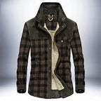 Mandotos men's winter jacket with thick fleece lining, pure cotton plaid design, military style coat for cold weather.