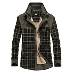 Mandotos men's winter jacket with thick warm fleece lining, pure cotton plaid design, military style coat for cold weather.