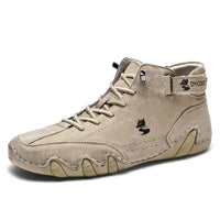 Mandotos Winter Rider leather boots with sturdy design, ankle-high cut, and laces for a stylish winter look.